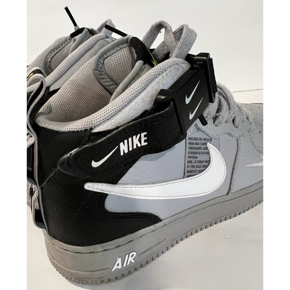 Nike Air Force 1 Mid Utility Wolf Grey Black size 7Y - Picture 8 of 12
